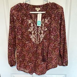 Embroidered Tie Detail Top